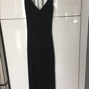 Tea length black dress